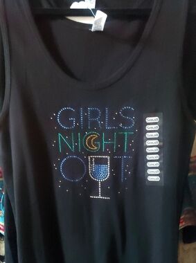 Black V-Neck Women’s Top with Wine Rhinestone Graphic